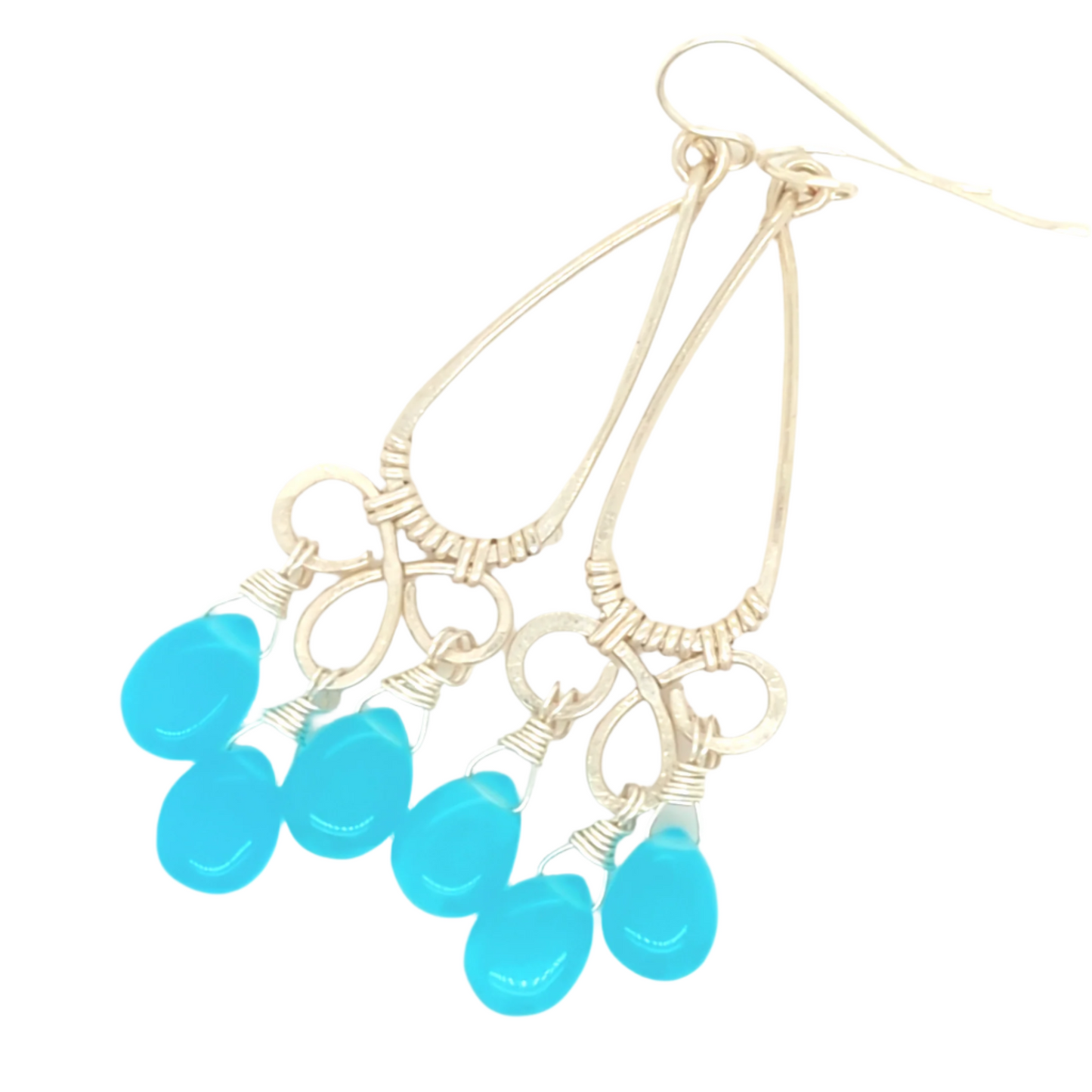 Turq Chalcedony Chandelier Earrings