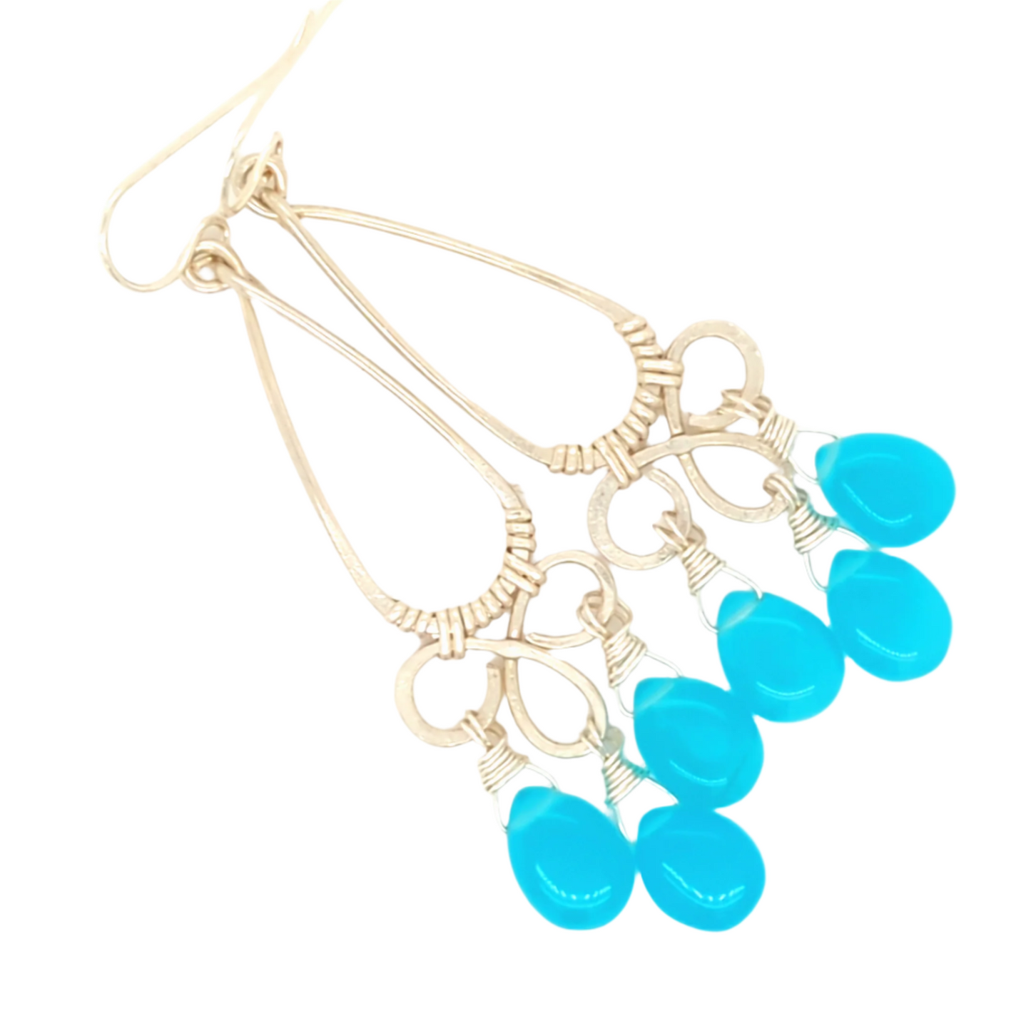 Turq Chalcedony Chandelier Earrings