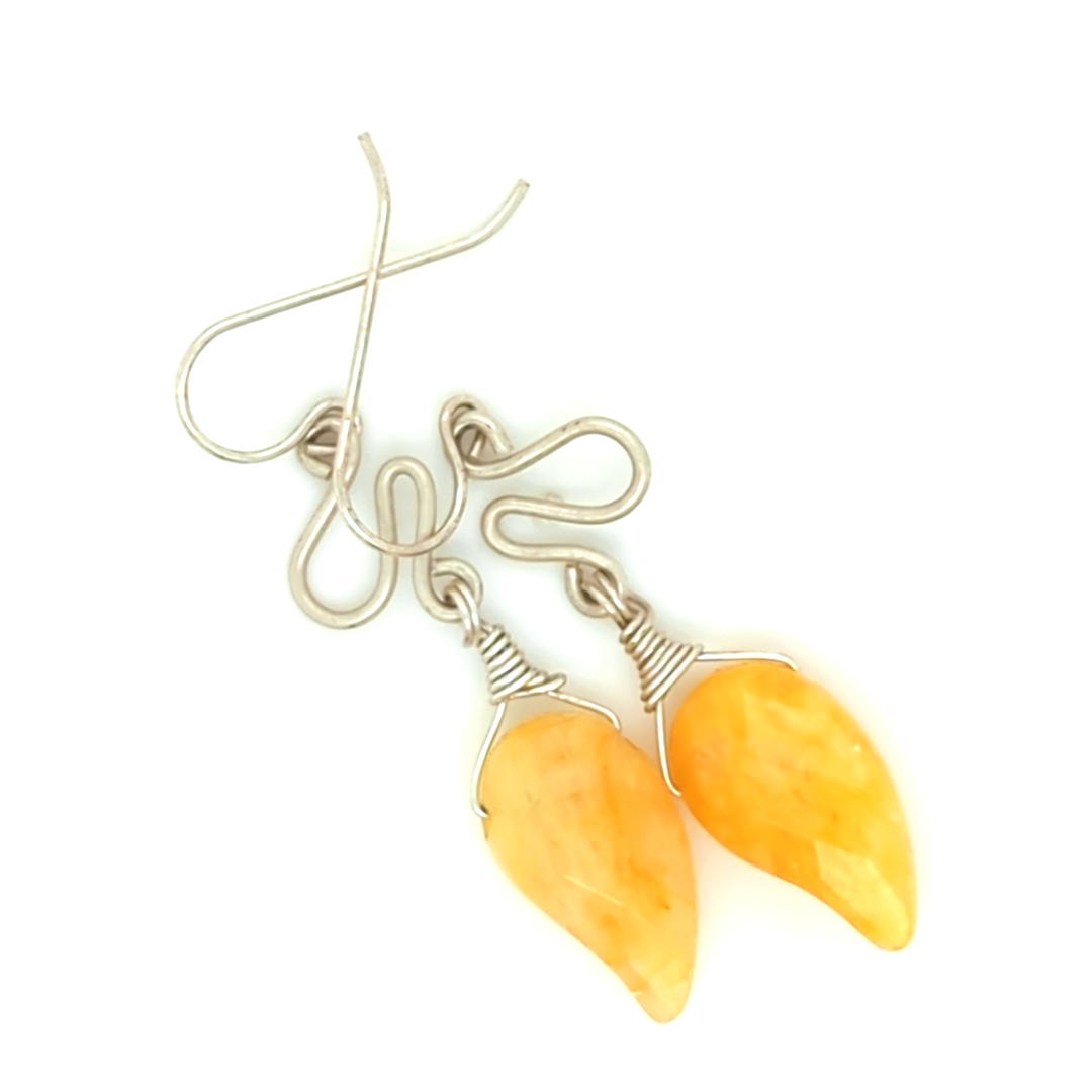 Yellow Jade Dangle Earrings