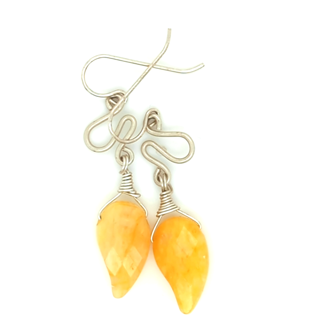 Yellow Jade Dangle Earrings