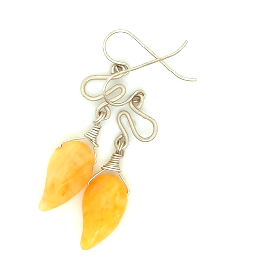 Yellow Jade Dangle Earrings