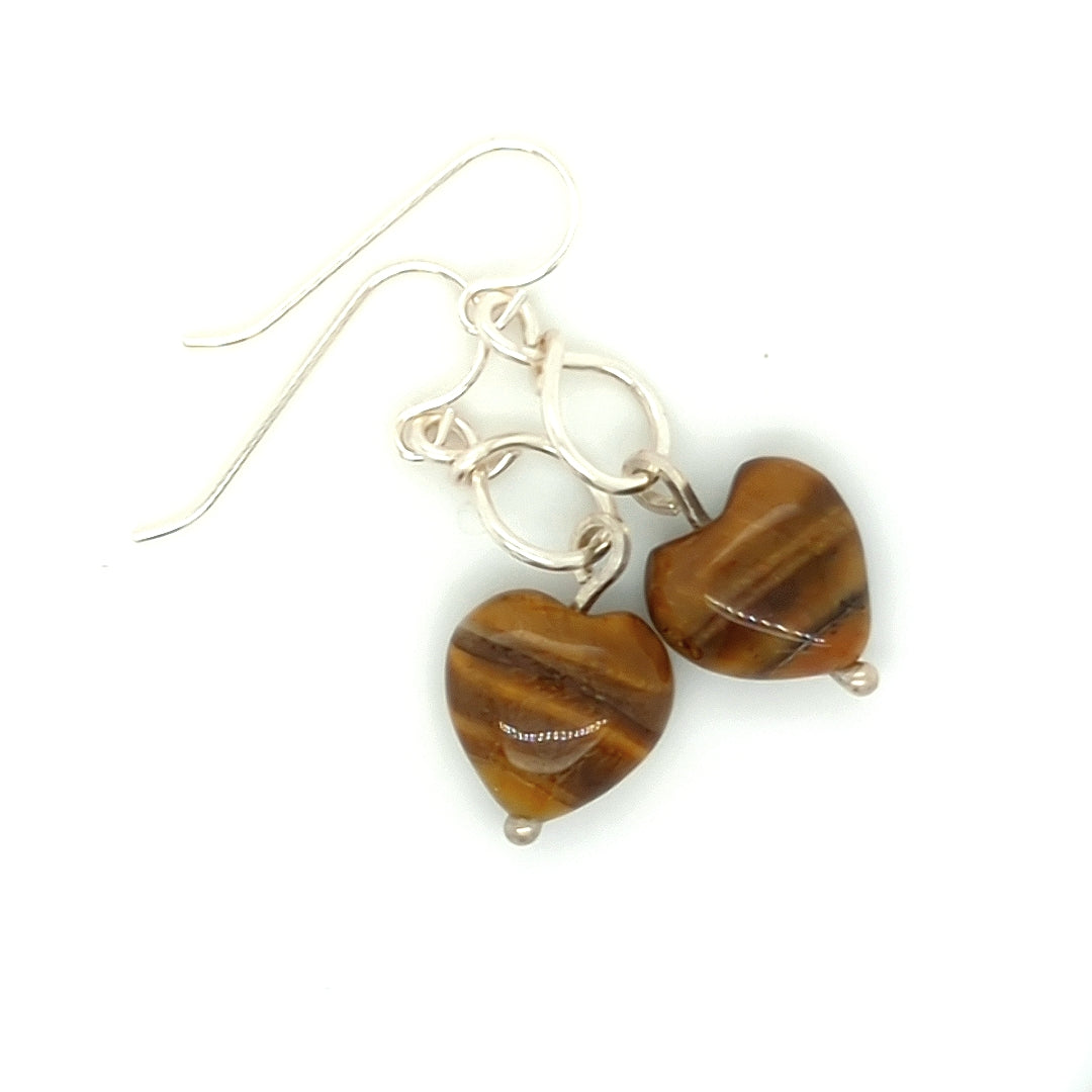 Tiger Eye Heart Earrings