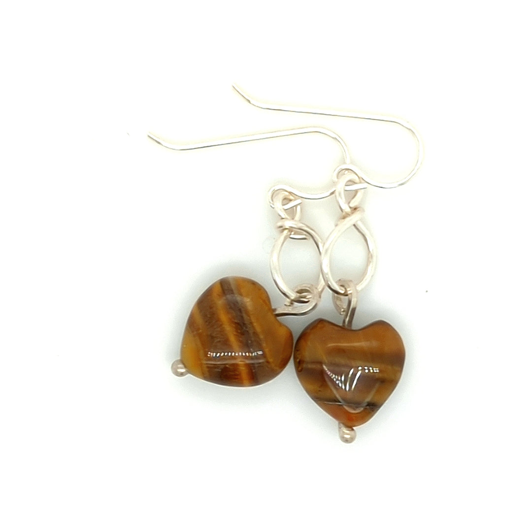 Tiger Eye Heart Earrings