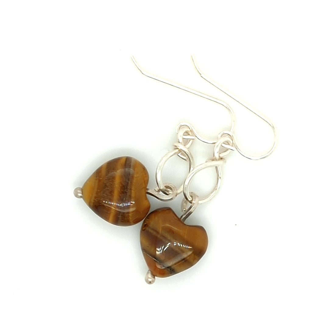 Tiger Eye Heart Earrings